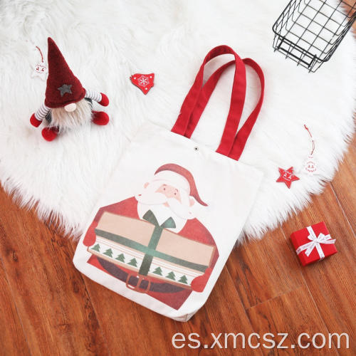 Bolsas de lona de algodón rojo de Navidad con mango